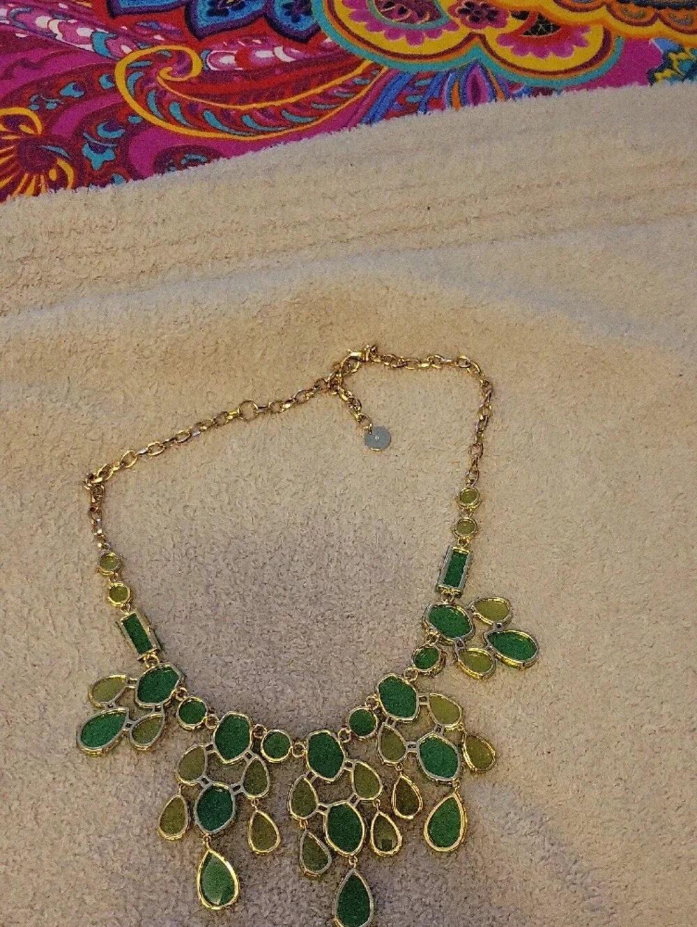 Stella & Dot Lime Green Bib Statement Necklace